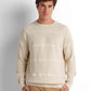 Textured Crew Neck Pullover - Light Beige