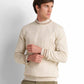 Crew Neck Knit Pullover - Light Beige