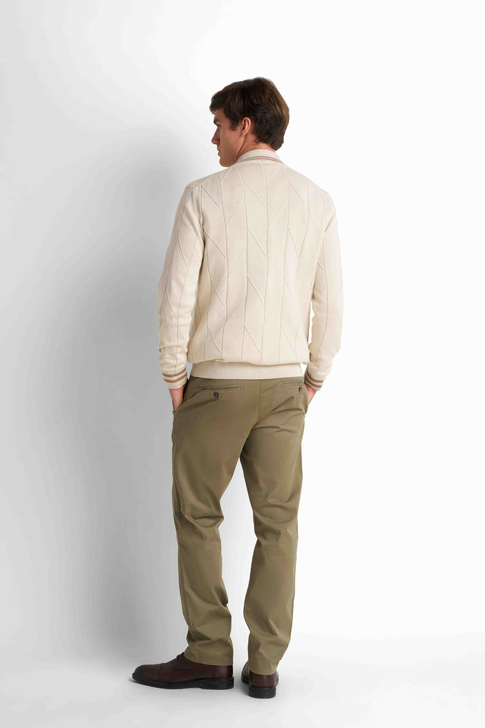 Crew Neck Knit Pullover - Light Beige