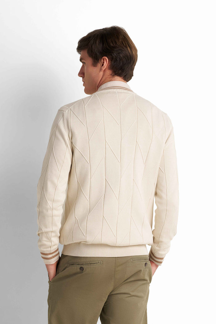 Crew Neck Knit Pullover - Light Beige