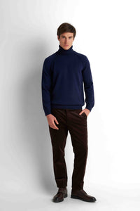 Mock-Neck Knit Pullover - Navy