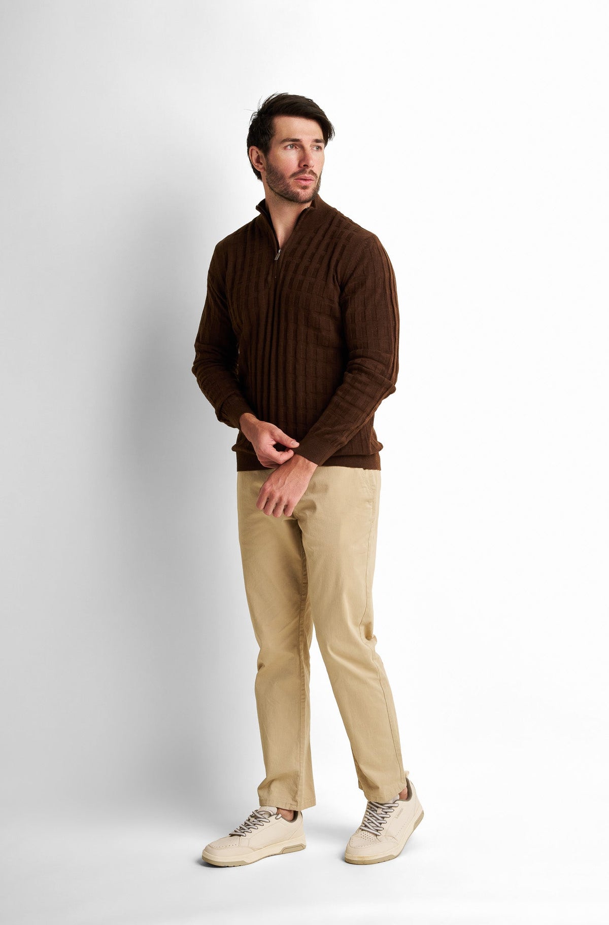 Zip-Front Collared Pullover