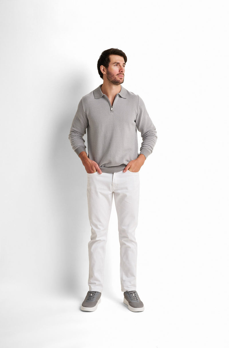 Zip-Front Collared Pullover