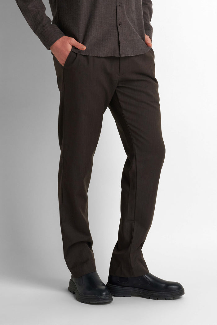 Formal Straight Trousers - Chocolate Brown