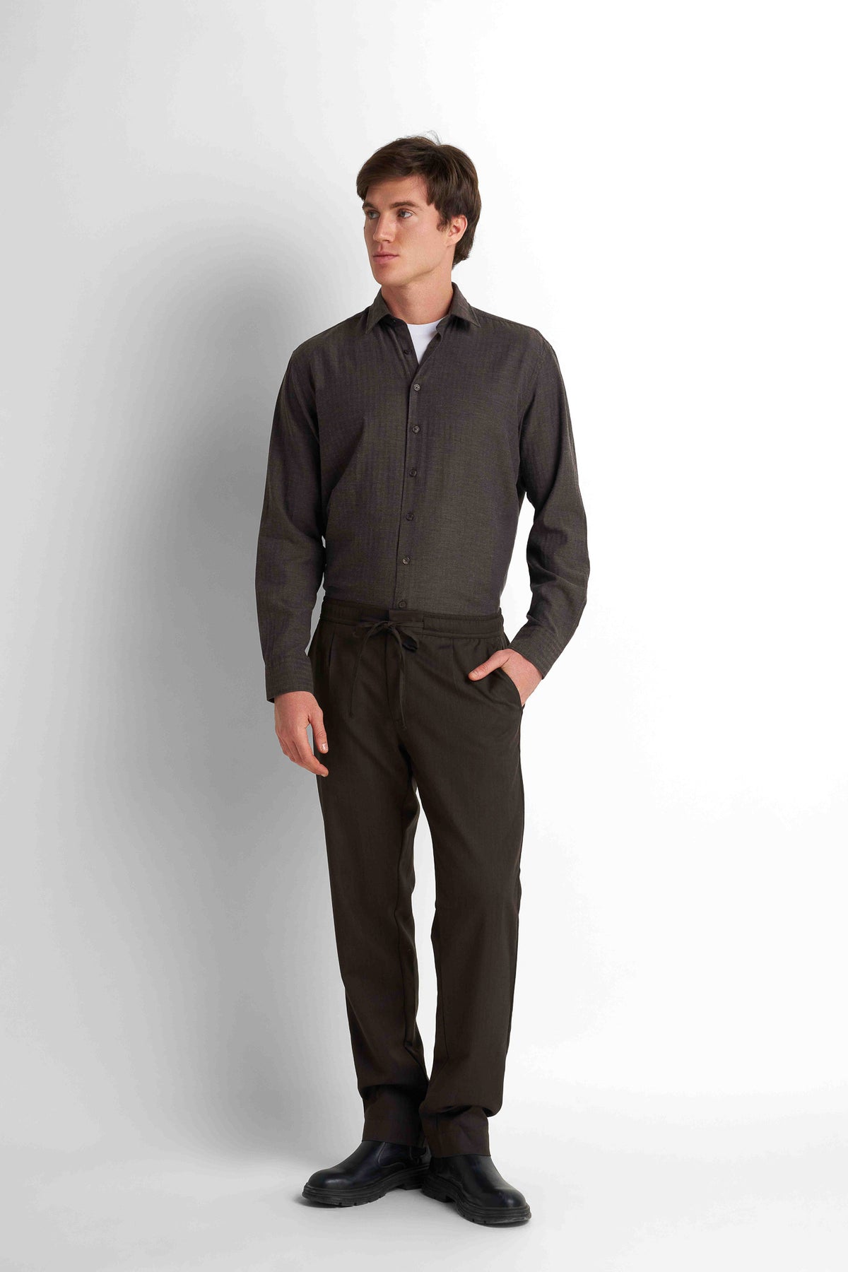 Formal Straight Trousers - Chocolate Brown