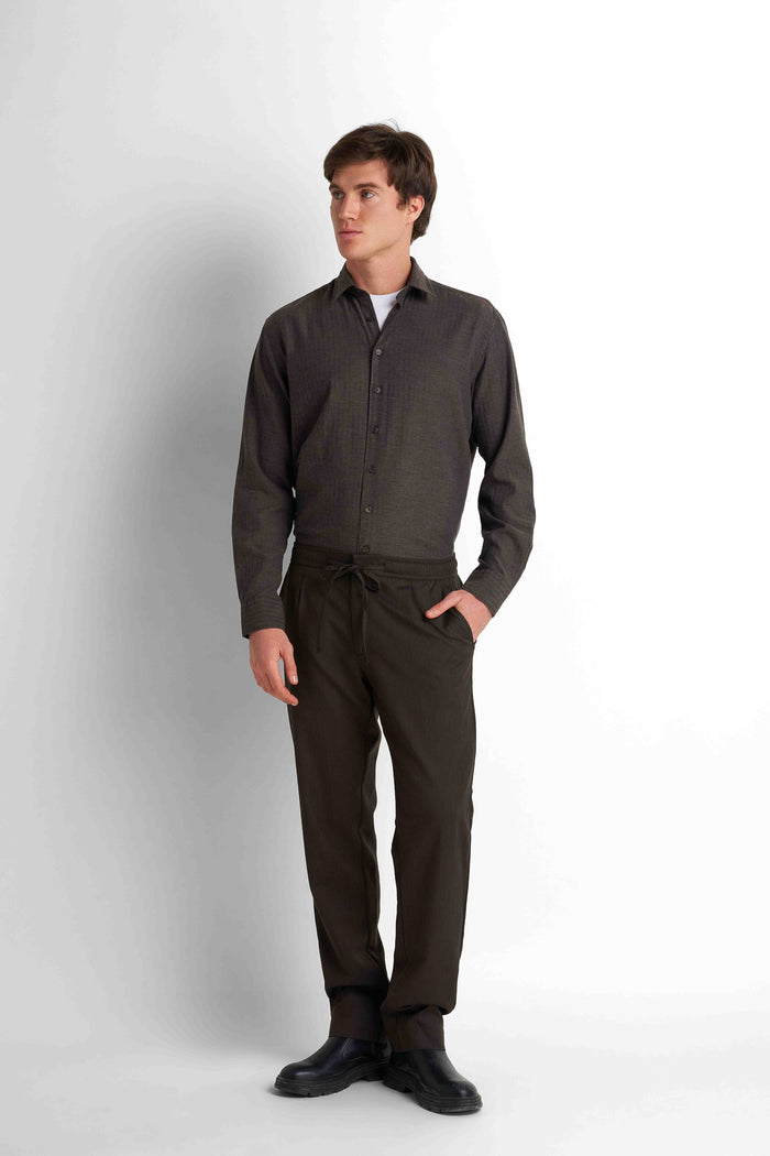 Formal Straight Trousers - Chocolate Brown