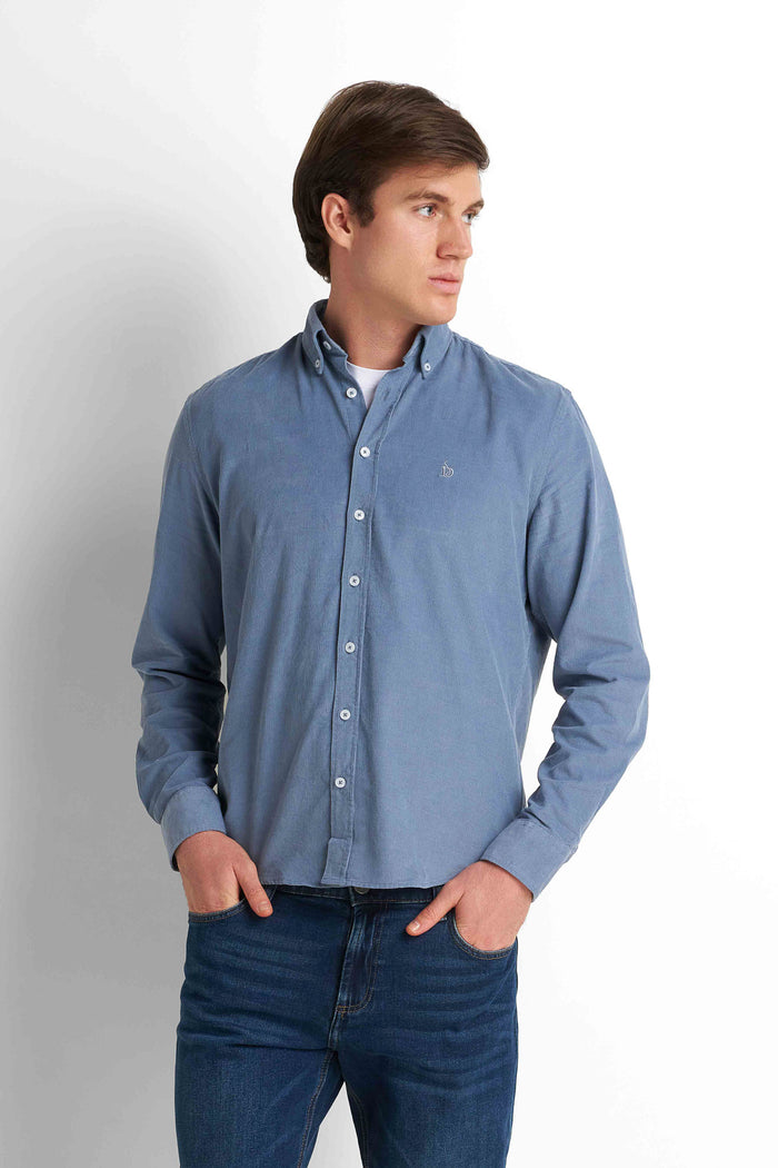 Cotton Button-Down Shirt - Blue