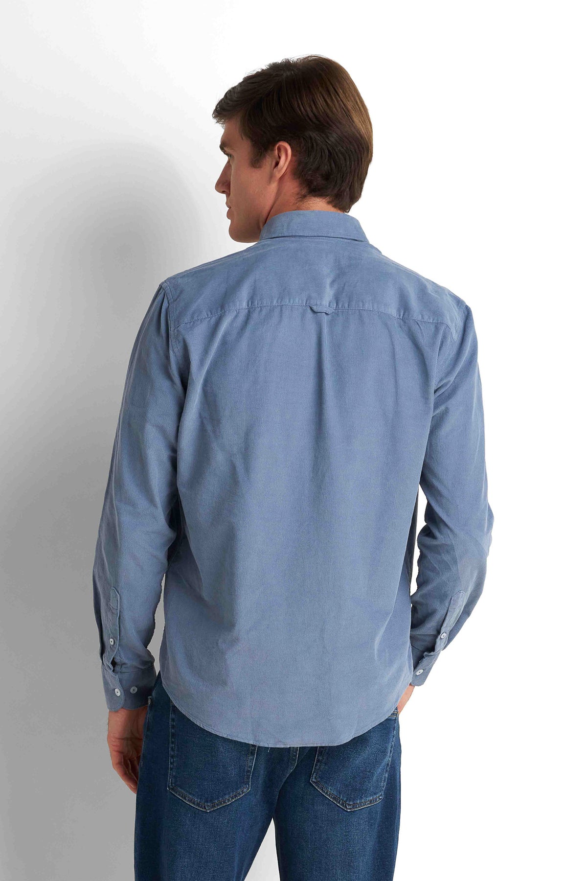 Cotton Button-Down Shirt - Blue