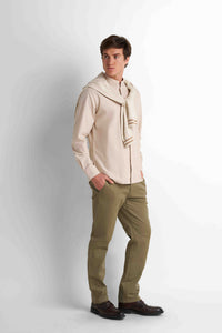 Casual Button-Down Shirt - Light Beige