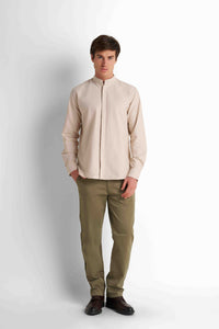 Casual Button-Down Shirt - Light Beige