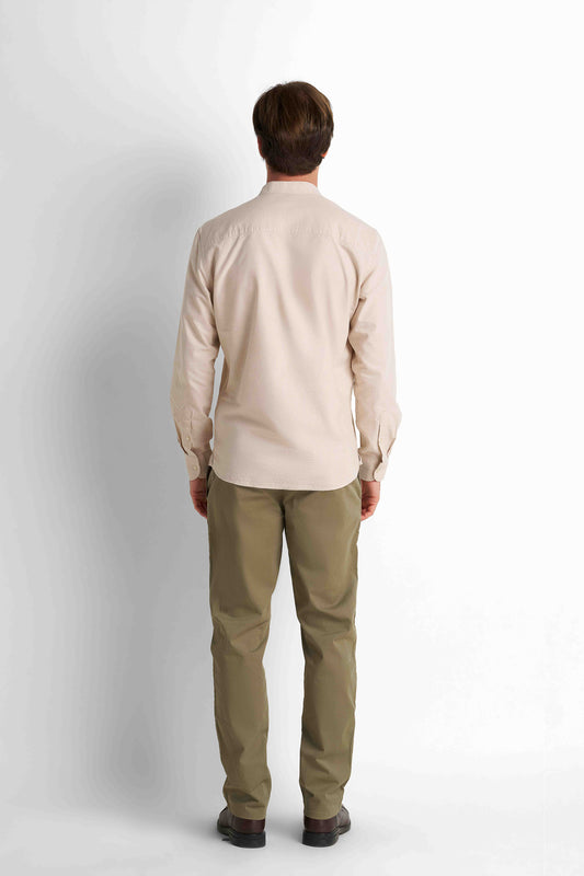 Casual Button-Down Shirt - Light Beige