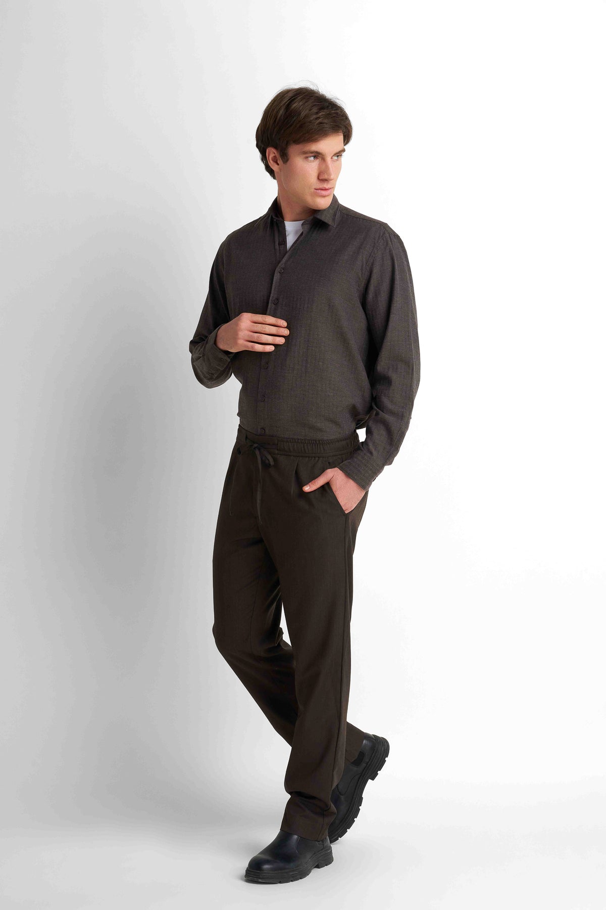 Cotton Shirt - Chocolate Brown