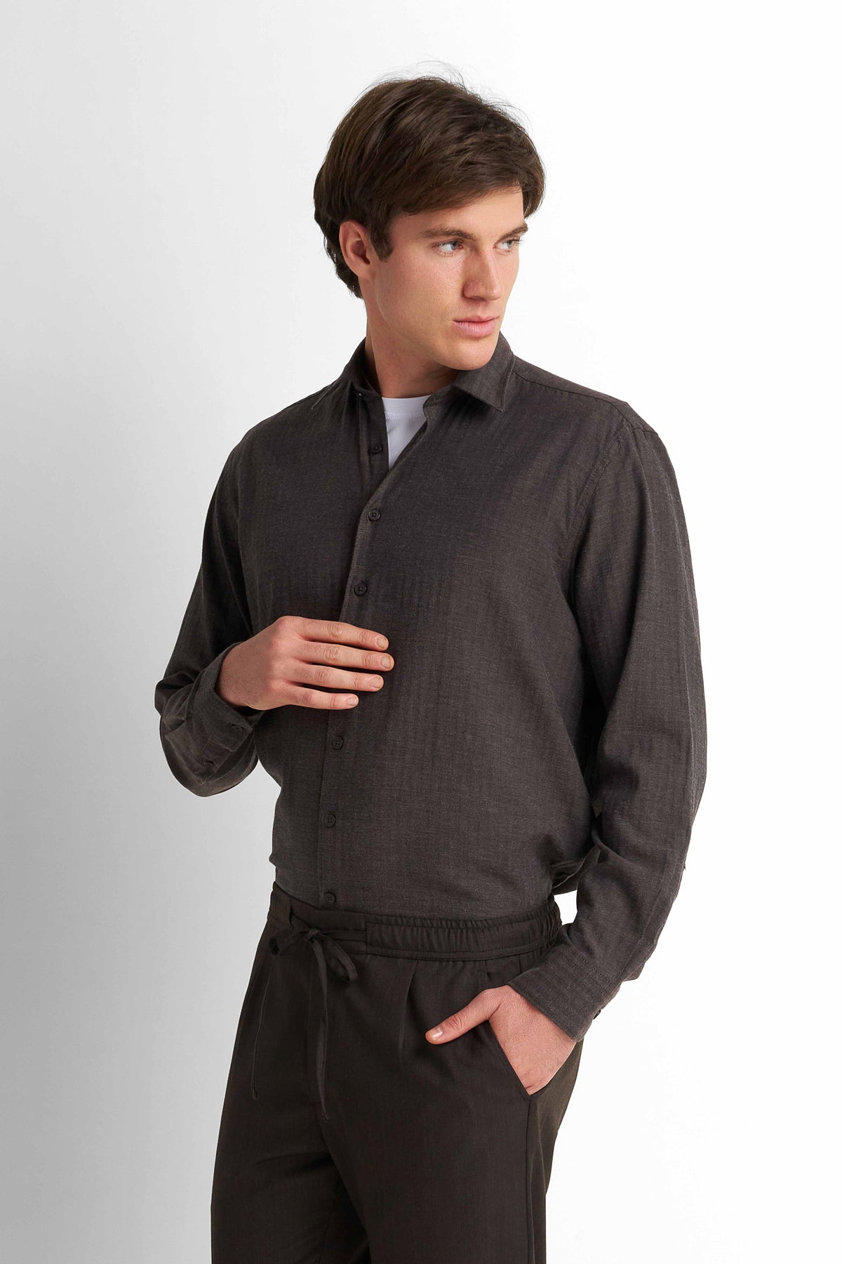 Cotton Shirt - Chocolate Brown
