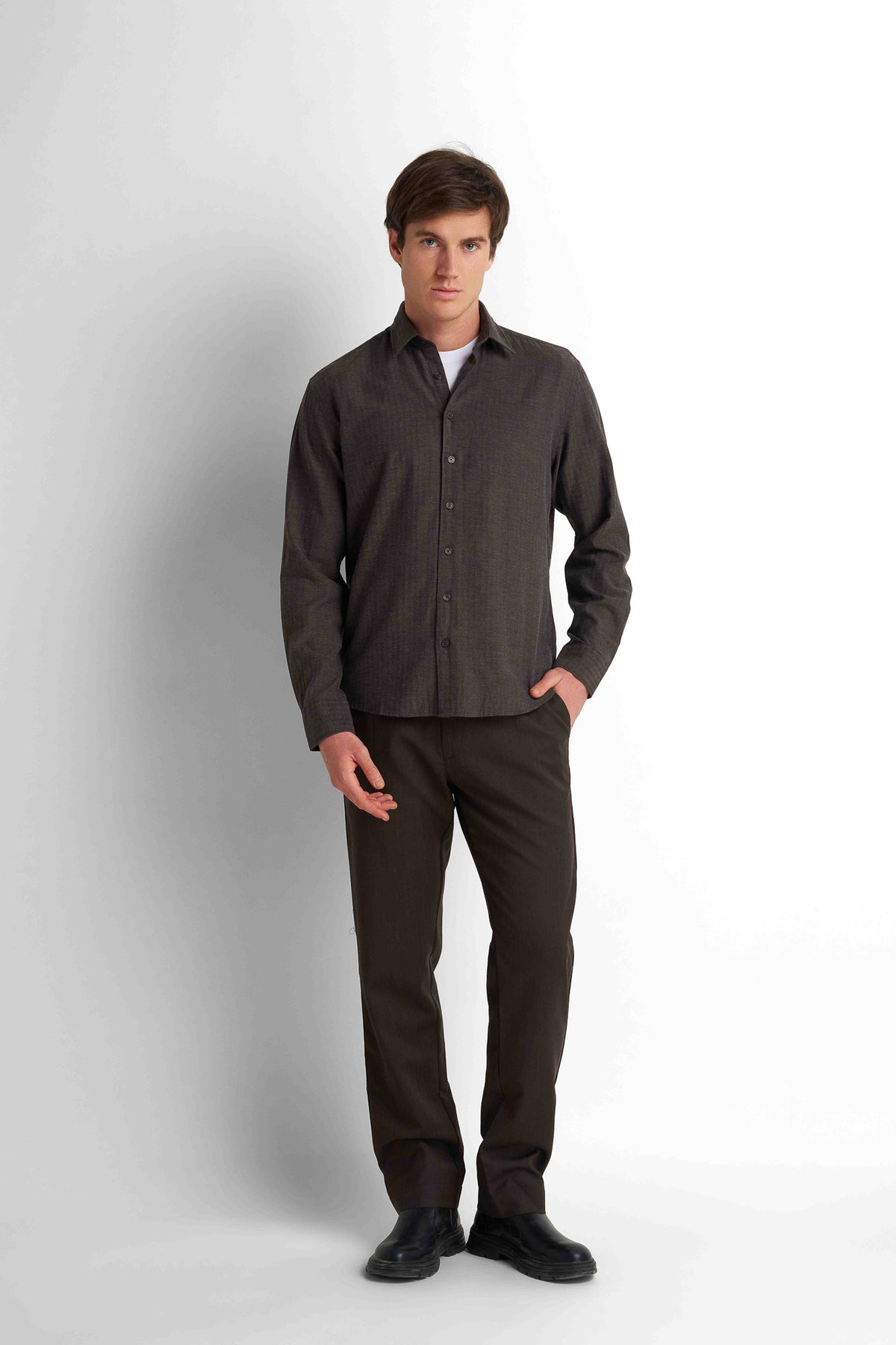 Cotton Shirt - Chocolate Brown