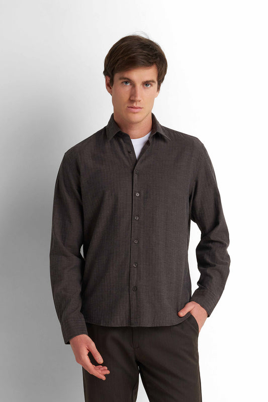 Cotton Shirt - Chocolate Brown