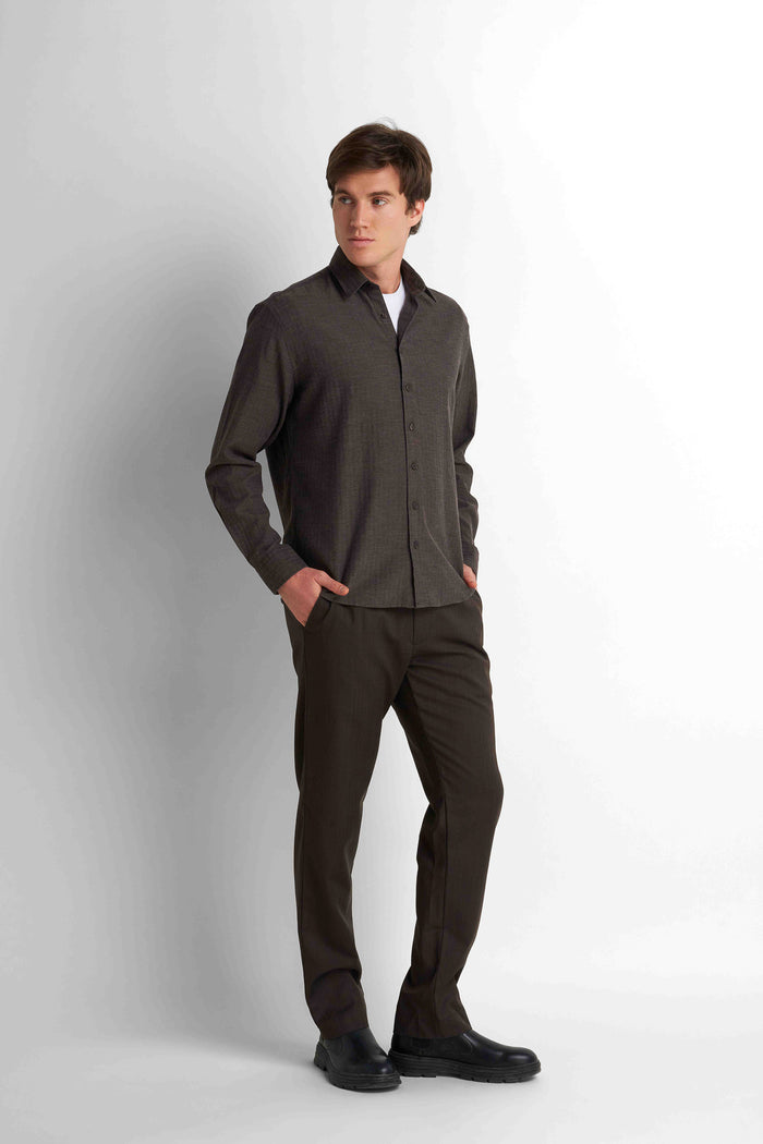 Cotton Shirt - Chocolate Brown