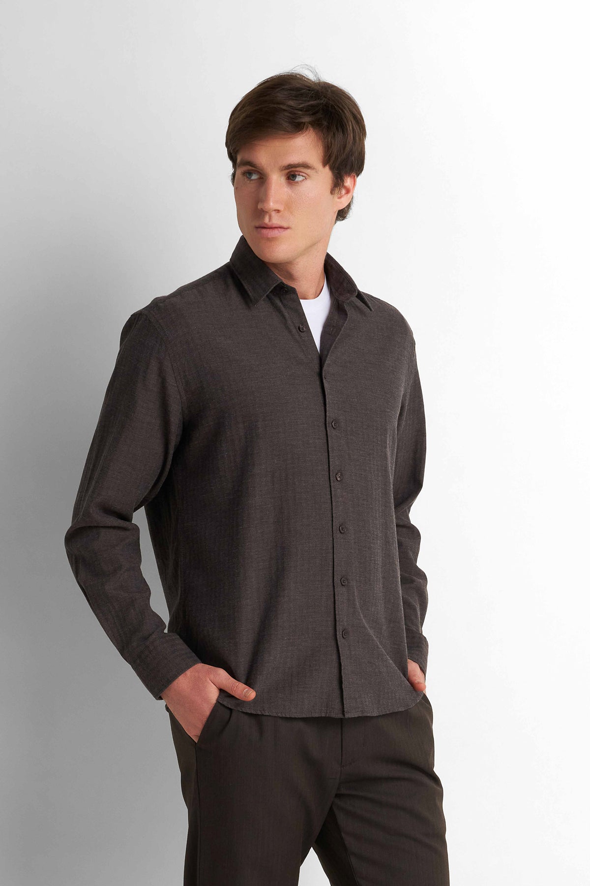Cotton Shirt - Chocolate Brown