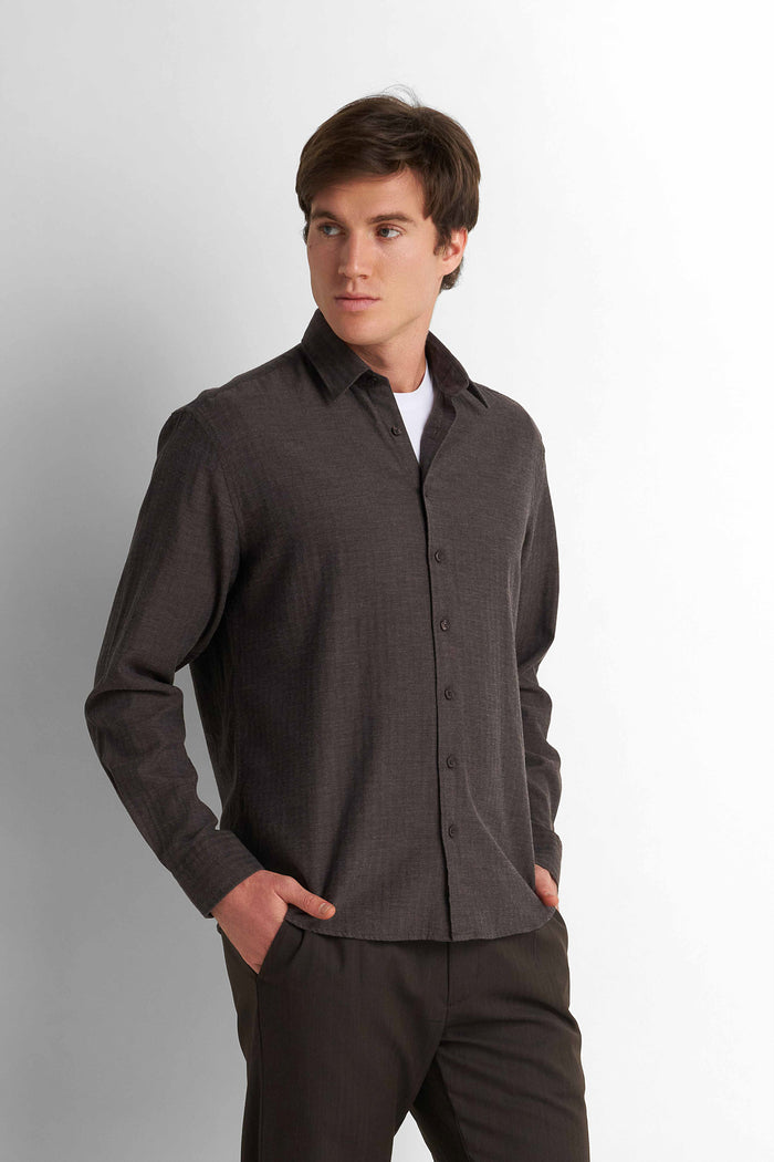 Cotton Shirt - Chocolate Brown