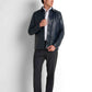 Faux Leather Overshirt - Navy