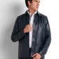 Faux Leather Overshirt - Navy