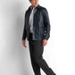 Faux Leather Overshirt - Navy