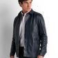 Faux Leather Overshirt - Navy