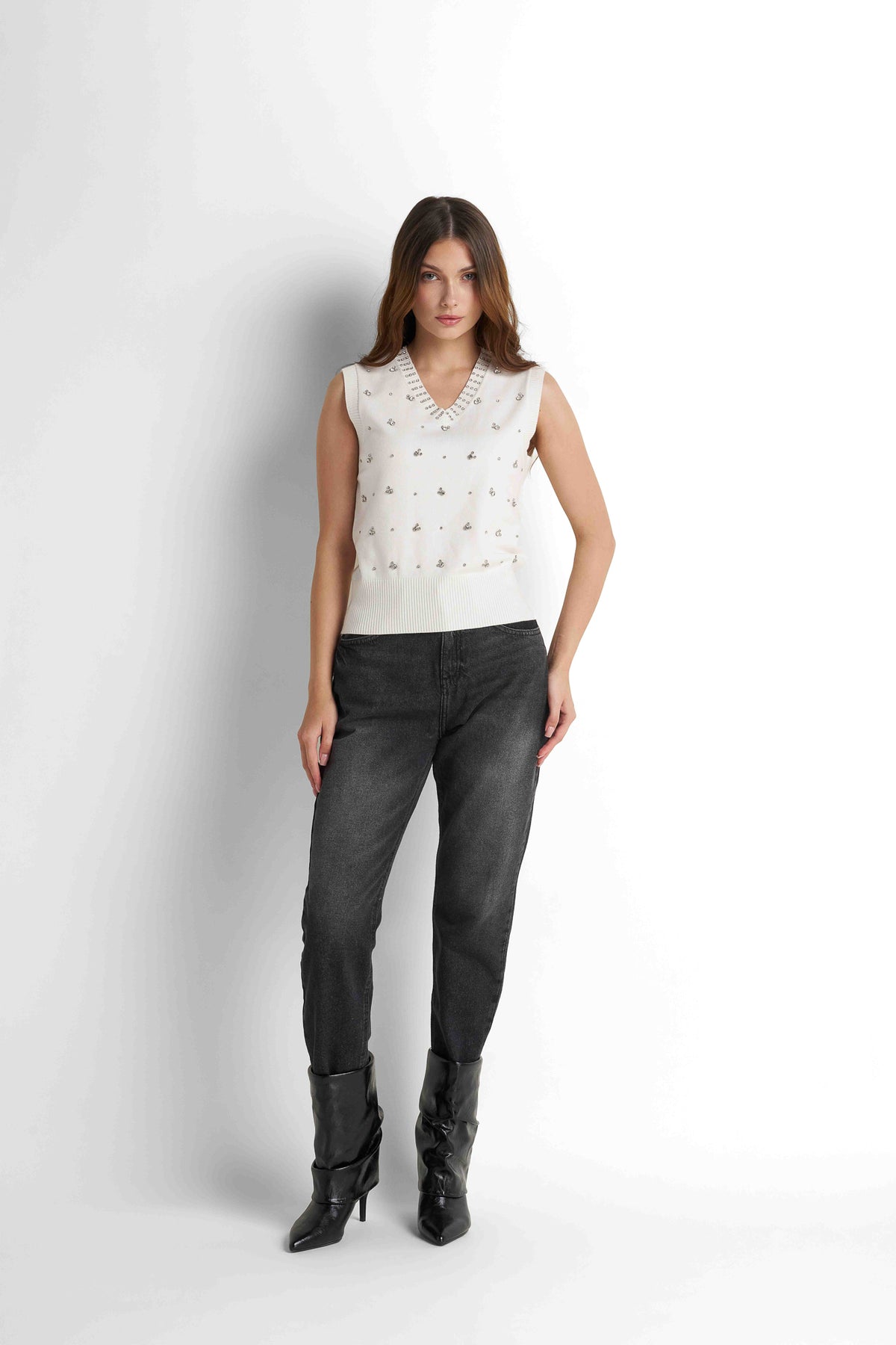 Knit Sweater Vest - Cream