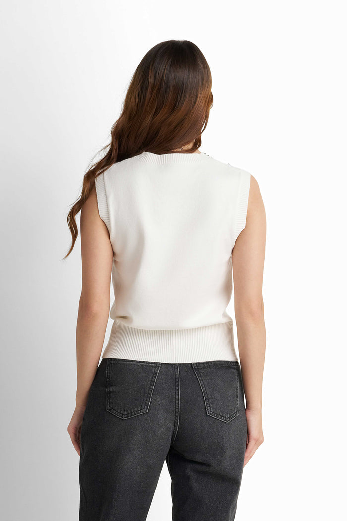 Knit Sweater Vest - Cream