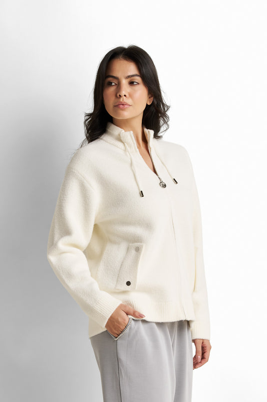 Loose-Fit Zip-Front Drawstring Jacket