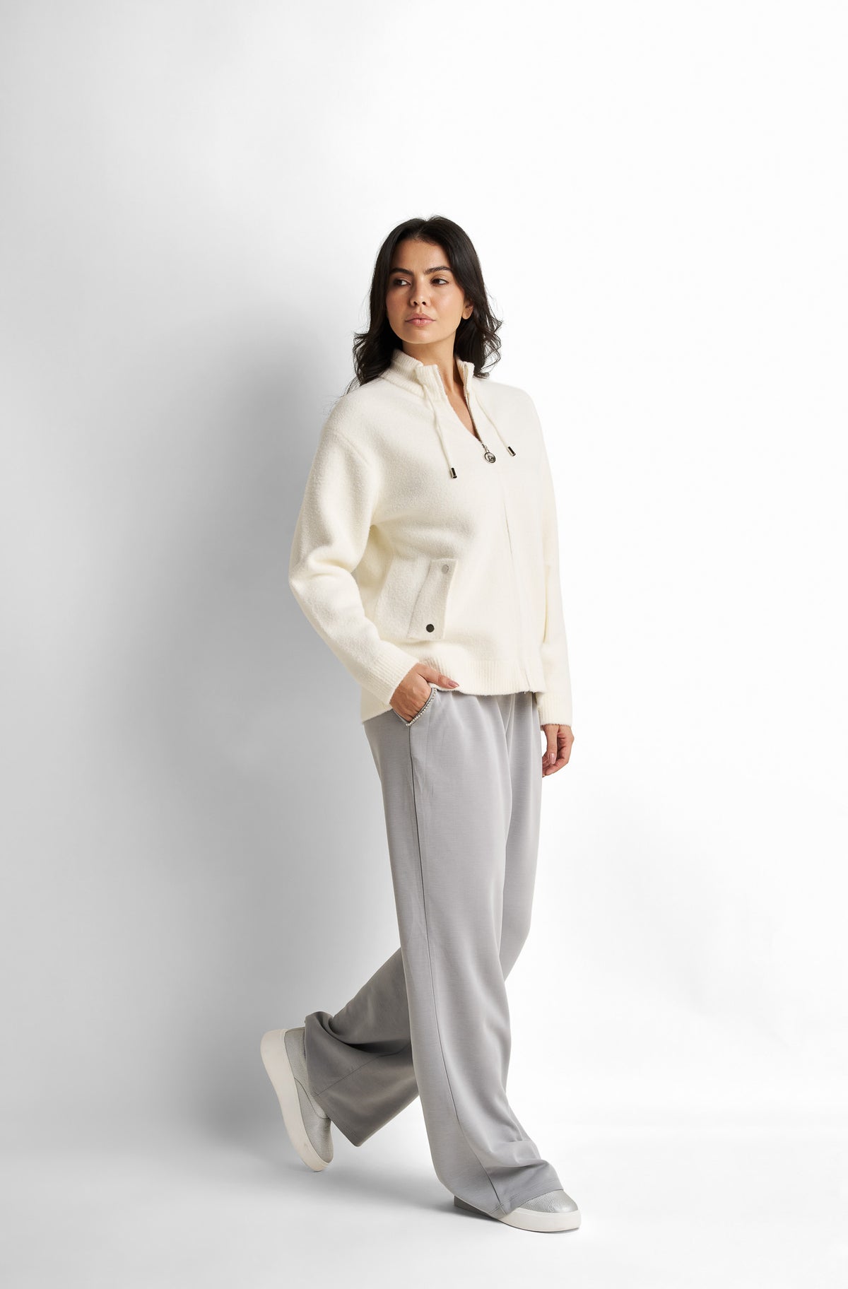 Loose-Fit Zip-Front Drawstring Jacket