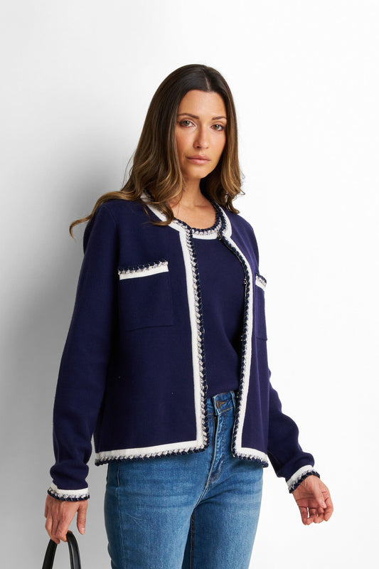 Soft-structured Knit Fabric Cardigan