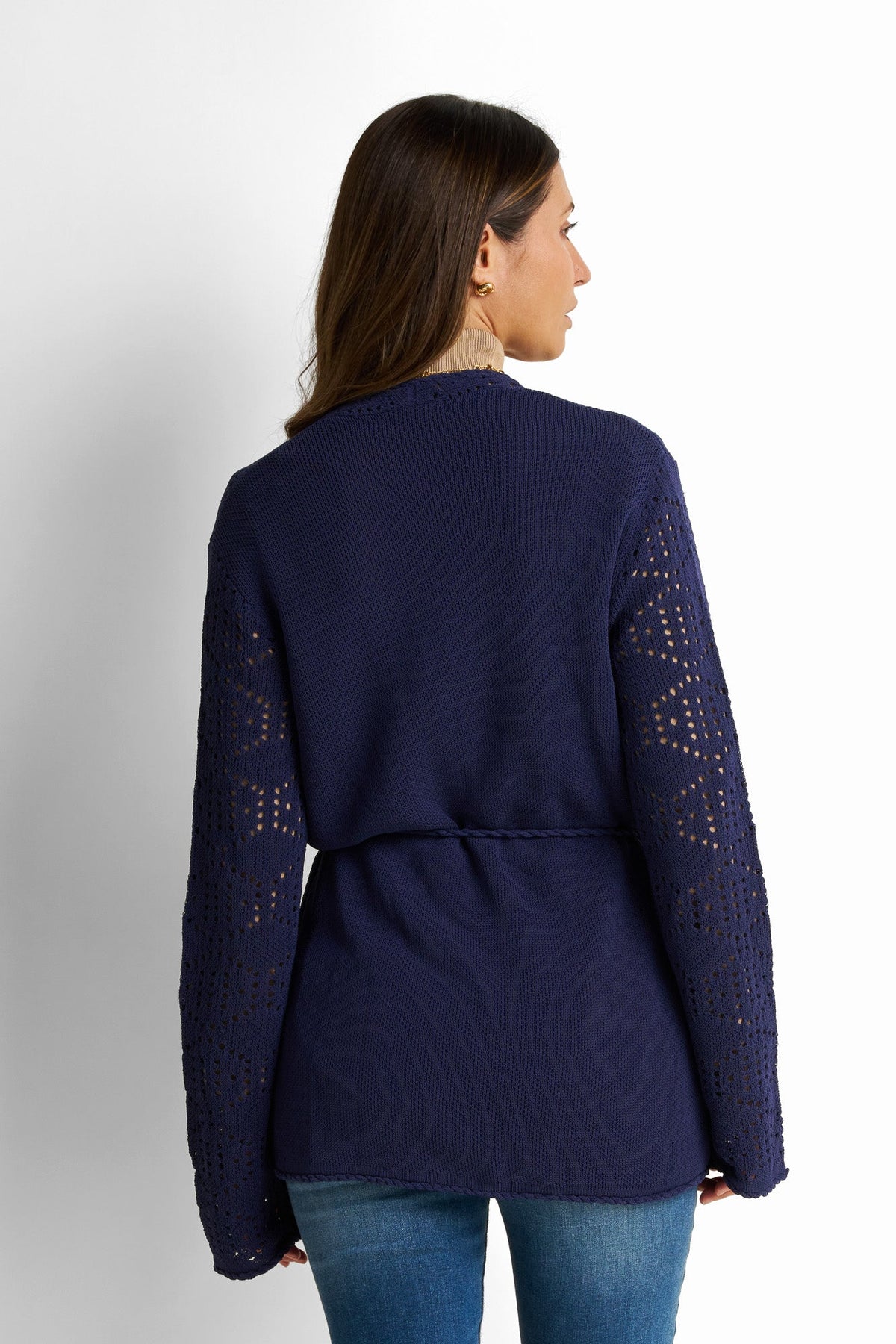 Belted Button-Front Cardigan