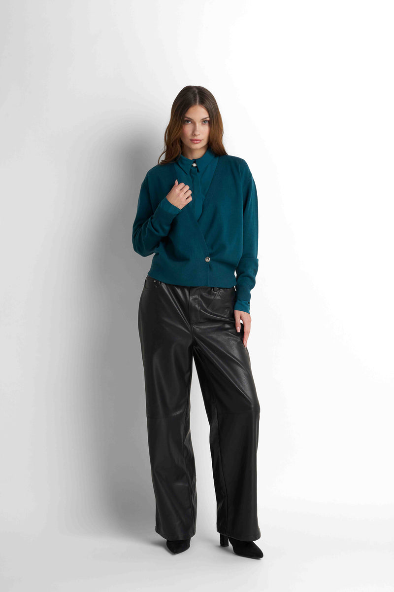 Knit Cardigan - Teal Green
