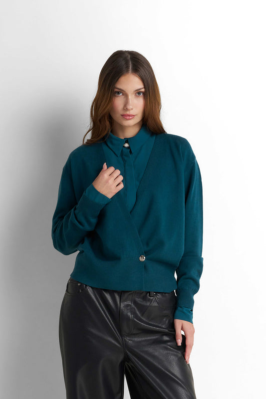 Knit Cardigan - Teal Green