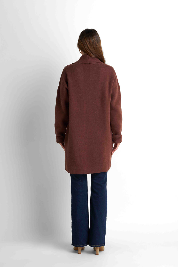 Longline Knit Cardigan - Brown