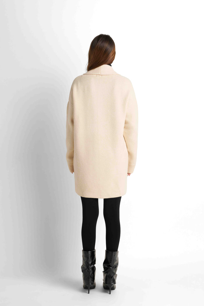 Longline Knit Cardigan - Dark Beige