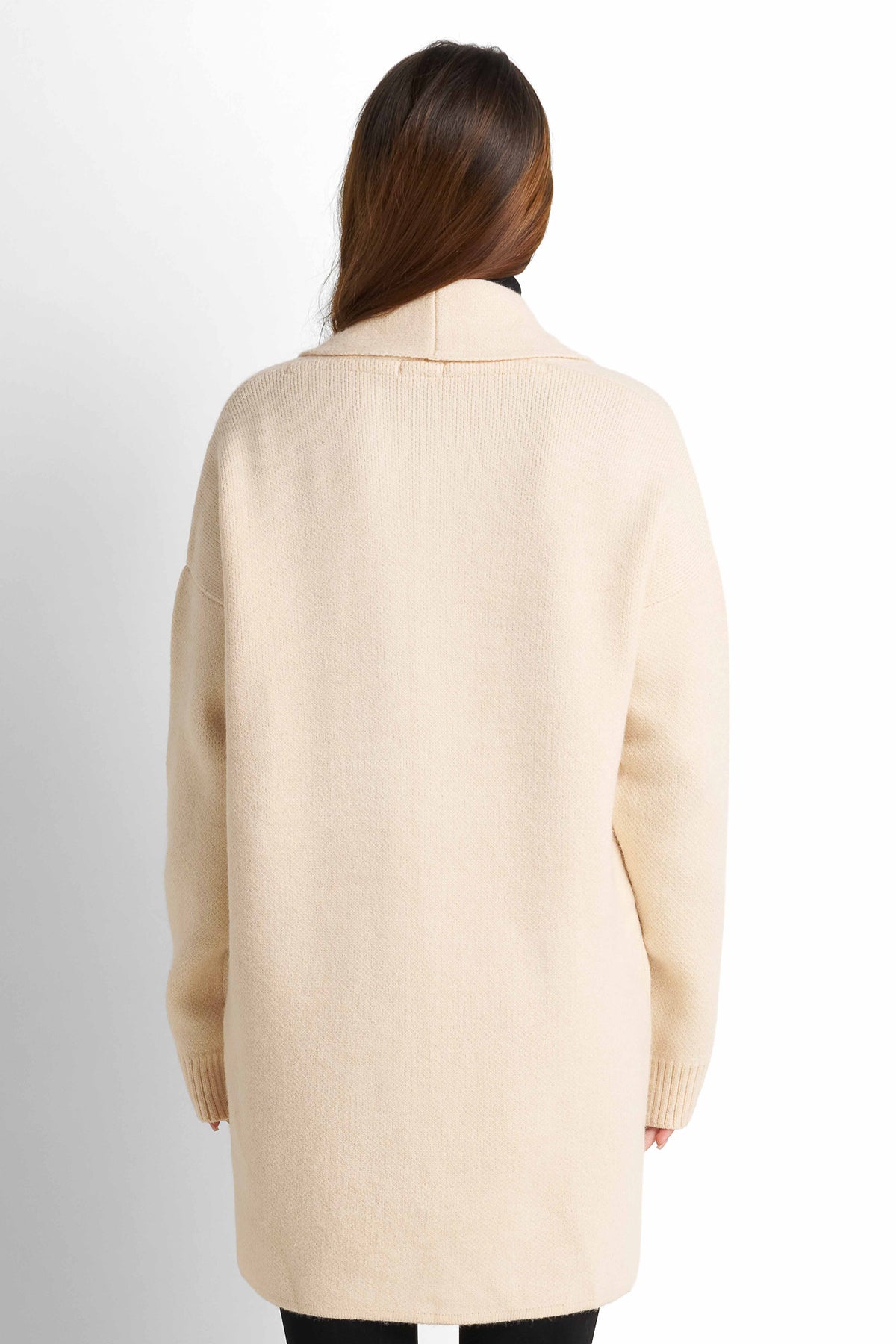Longline Knit Cardigan - Dark Beige