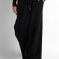 Drawstring Wide-Leg Pants - Black