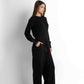 Drawstring Wide-Leg Pants - Black