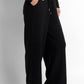 Drawstring Wide-Leg Pants - Black