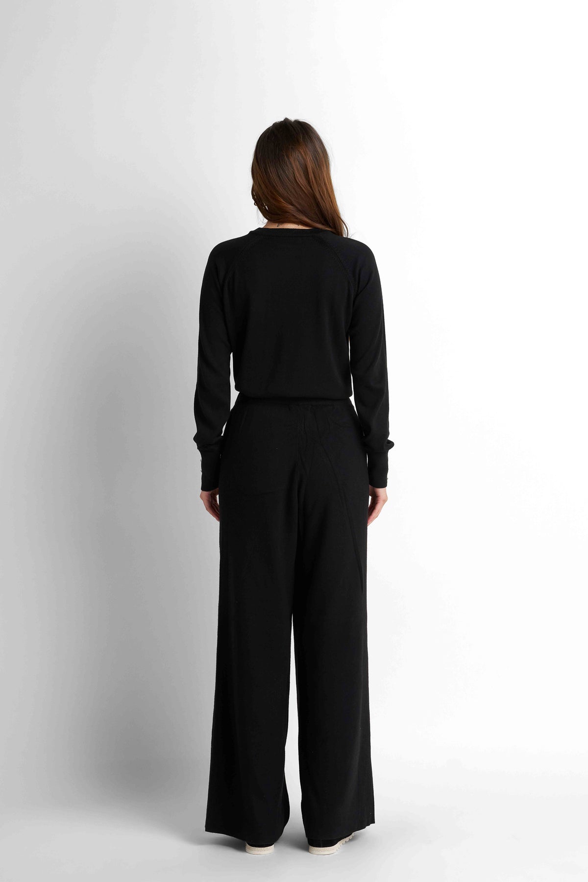 Drawstring Wide-Leg Pants - Black