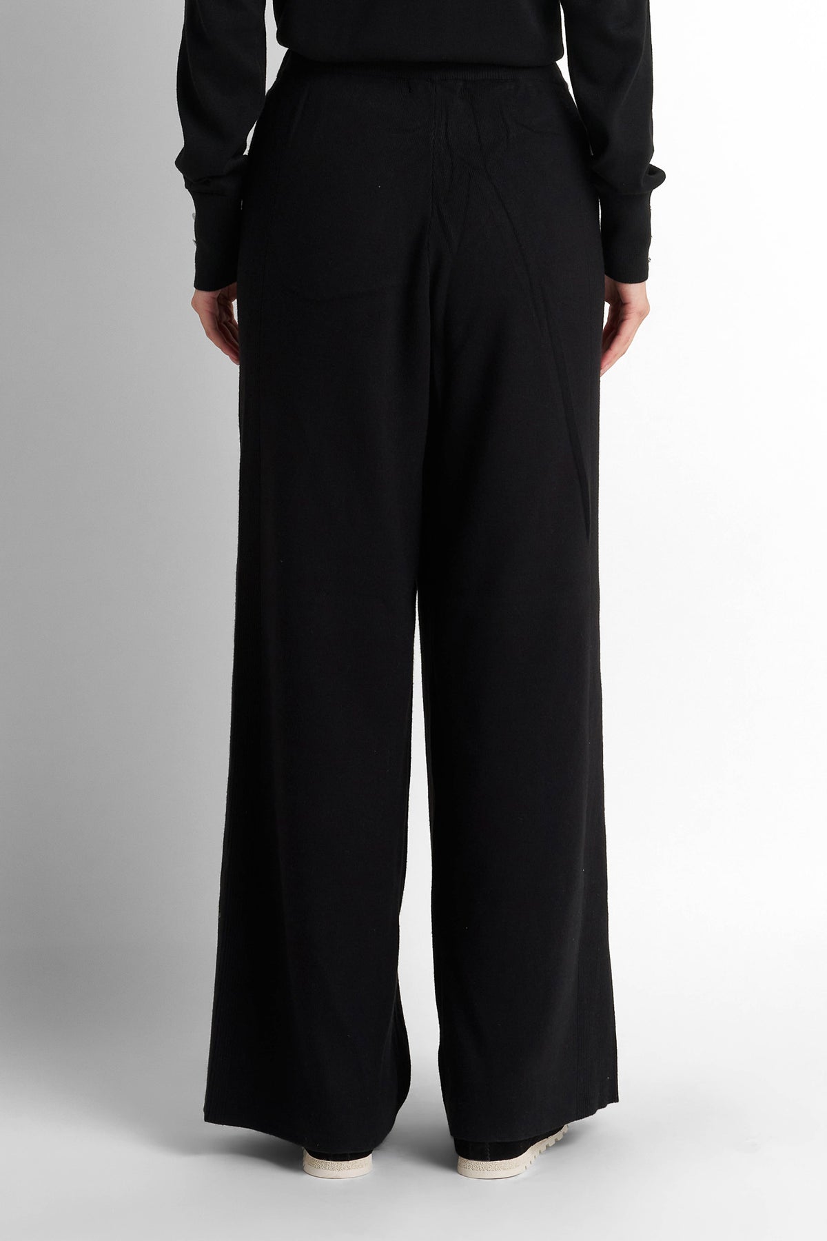 Drawstring Wide-Leg Pants - Black