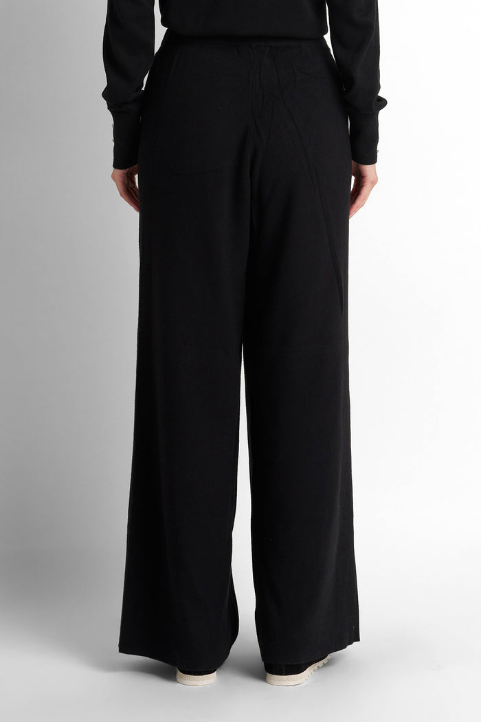 Drawstring Wide-Leg Pants - Black