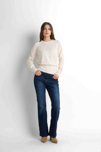 Crew Neck Knit Pullover - Cream