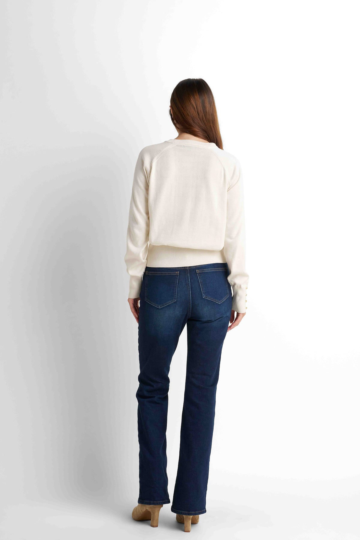 Crew Neck Knit Pullover - Cream