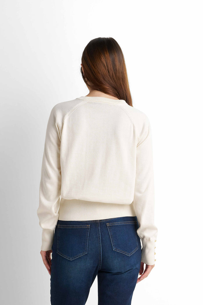 Crew Neck Knit Pullover - Cream