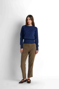 Crew Neck Knit Pullover - Navy