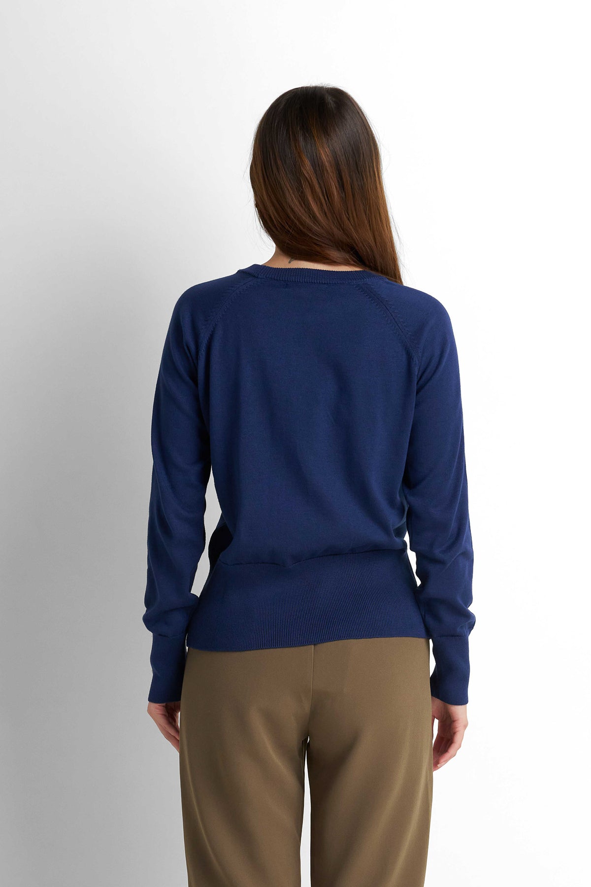 Crew Neck Knit Pullover - Navy