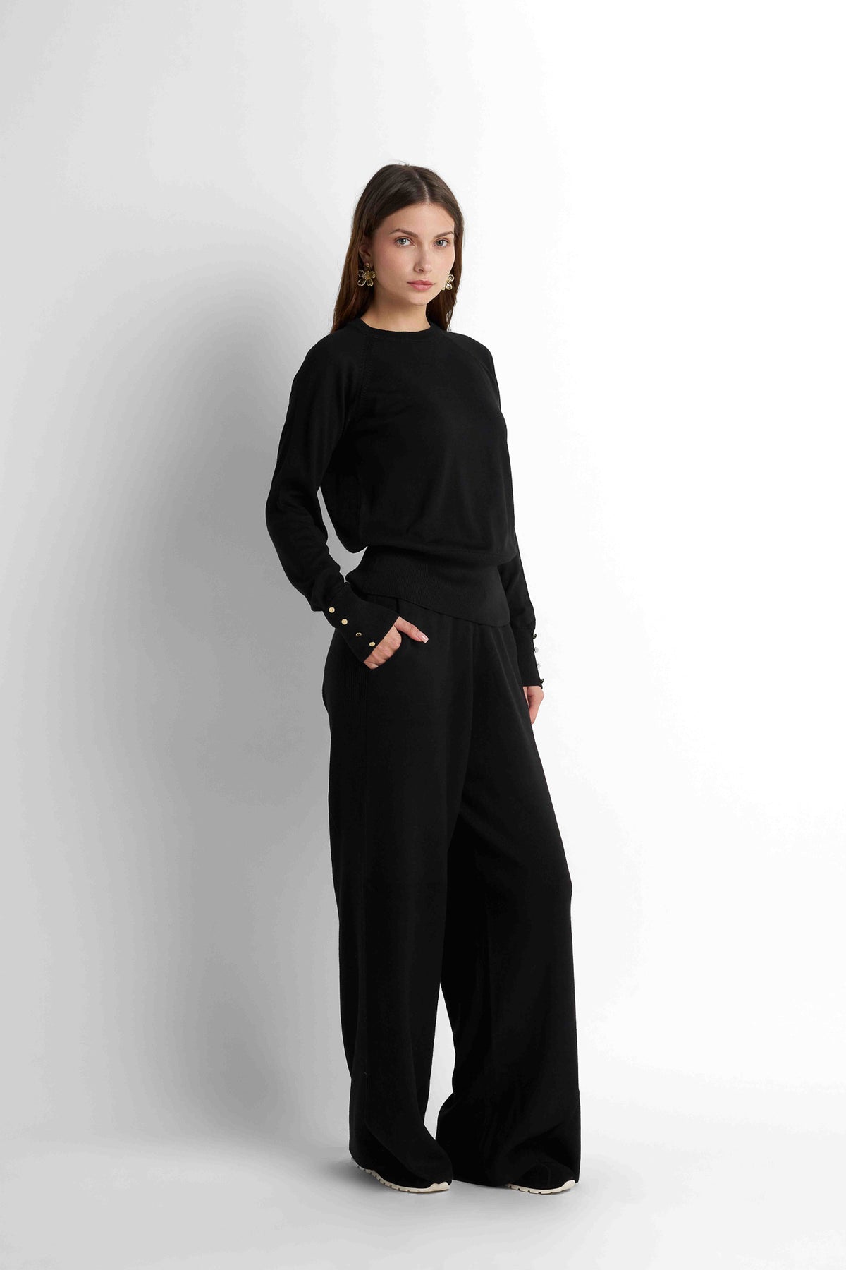 Turtleneck Knit Pullover - Black