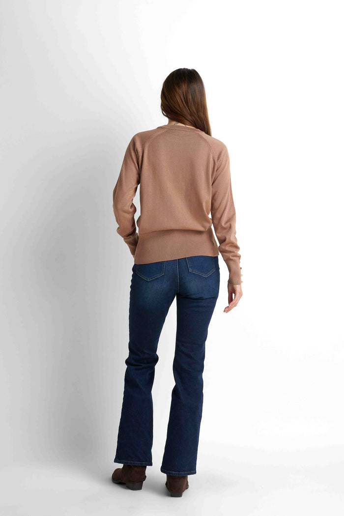 Crew Neck Knit Pullover - Mocha